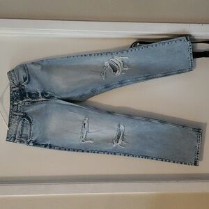 &Denim Ripped & Faded Button Jeans